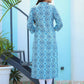 Party Wear Kurti Cotton Blue Buttons Kurtis