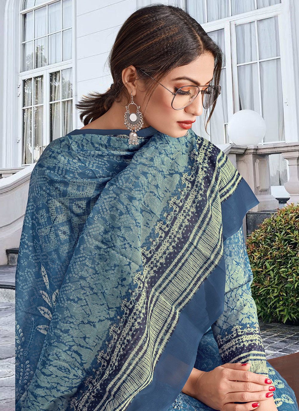 Salwar Suit Cotton Blue Digital Print Salwar Kameez