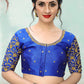 Designer Blouse Silk Blue Embroidered Blouse