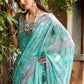Contemporary Weight Less Blue Floral Patch Saree