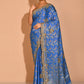 Silk Saree Georgette Blue Embroidered Saree