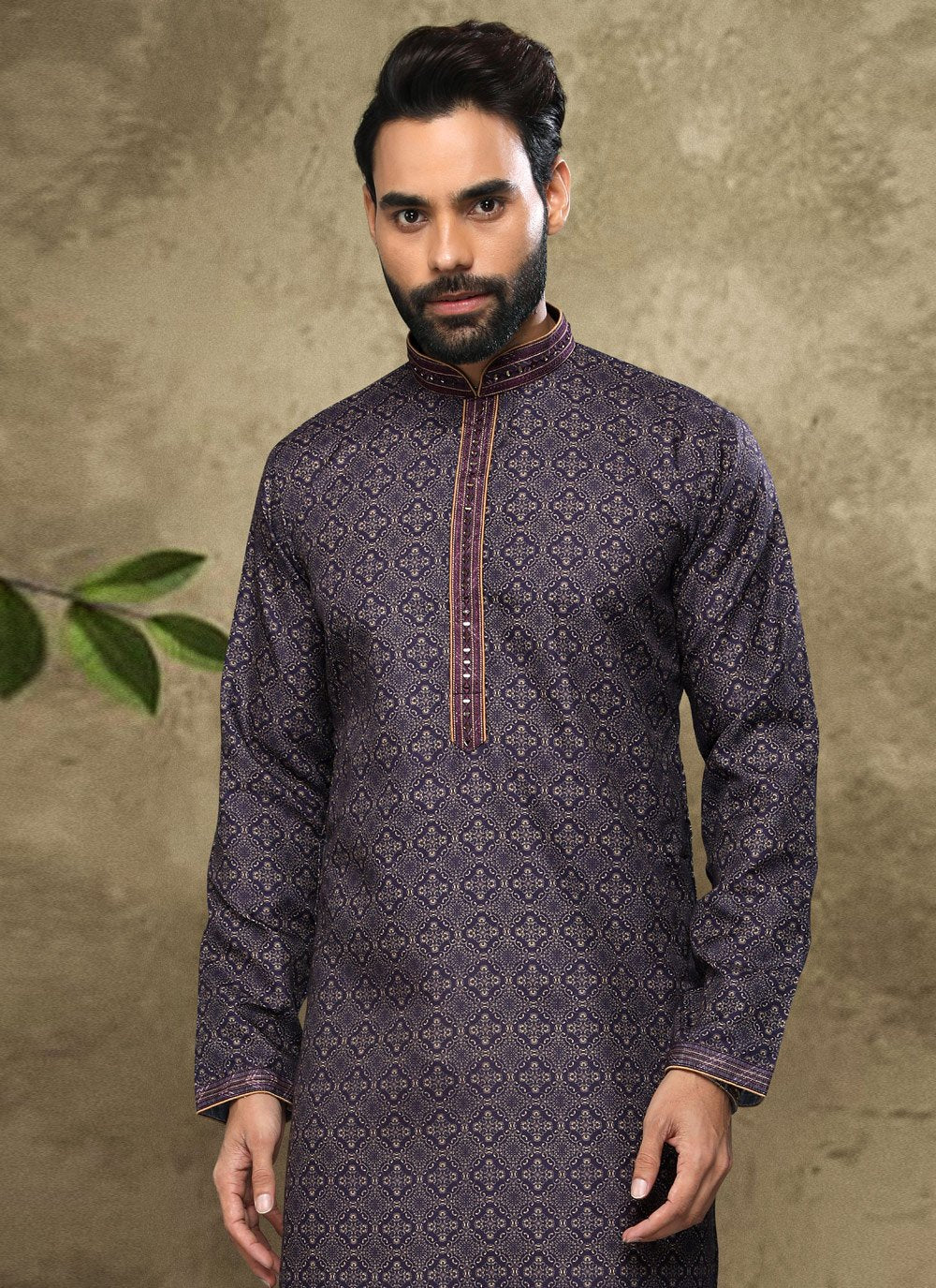 Kurta Pyjama Handloom Cotton Blue Digital Print Mens