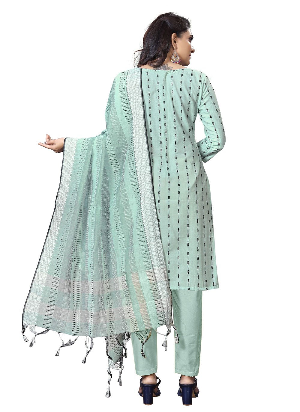 Salwar Suit Handloom Cotton Blue Woven Salwar Kameez