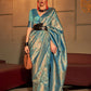 Contemporary Handloom Silk Blue Weaving Saree