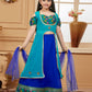 Lehenga Choli Handloom Silk Blue Embroidered Kids