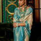 Trendy Saree Handloom Silk Blue Weaving Saree