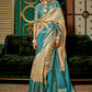 Trendy Saree Handloom Silk Blue Weaving Saree