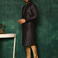 Kurta Pyjama Jacquard Blue Woven Mens