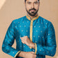 Kurta Pyjama Banarasi Silk Jacquard Blue Jacquard Work Mens