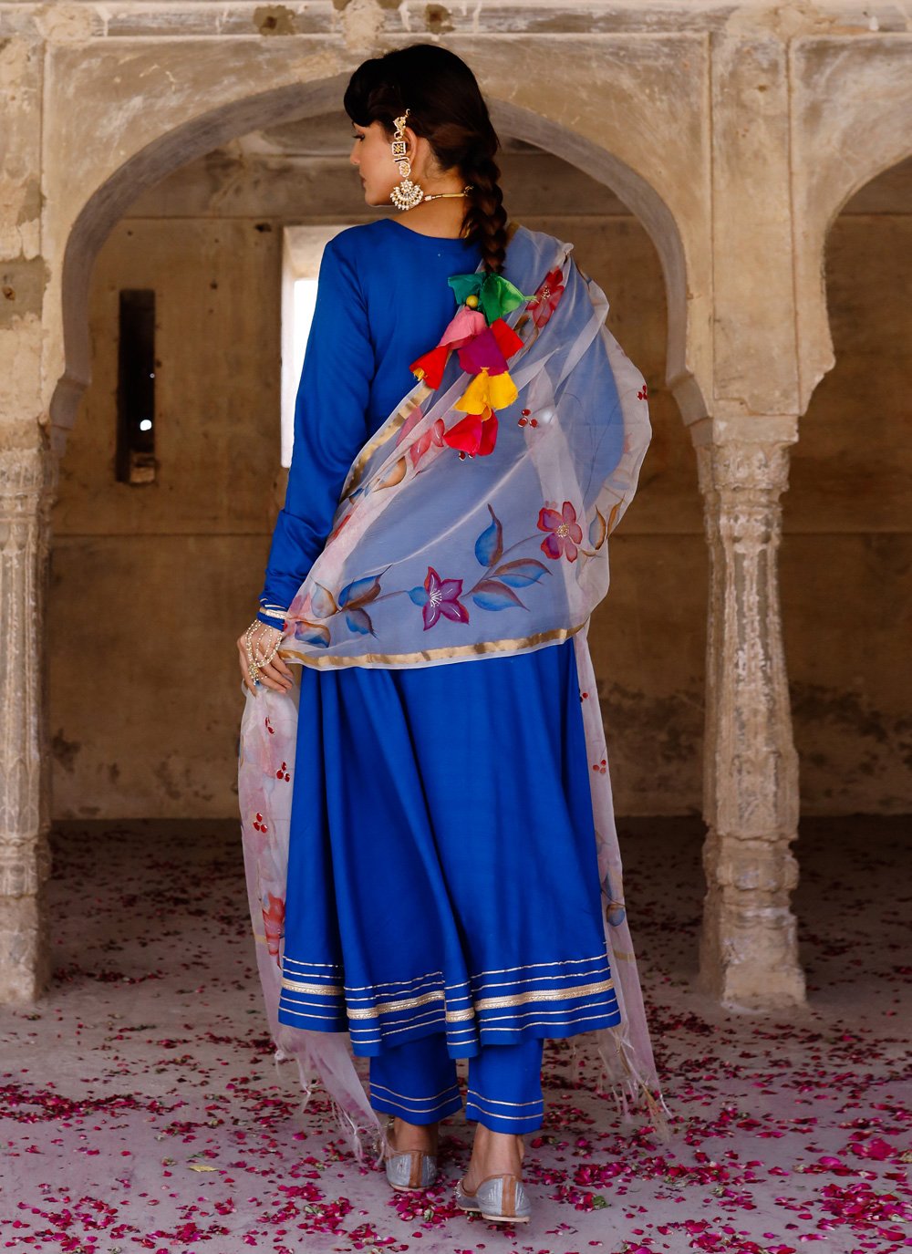 Pant Style Suit Rayon Blue Fancy Work Salwar Kameez