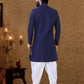 Dhoti Kurta Lucknowi Silk Blue Fancy Work Mens