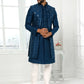 Indo Western Art Silk Blue Machine Embroidery Mens