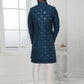 Indo Western Art Silk Blue Machine Embroidery Mens