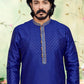 Kurta Pyjama Silk Blue Fancy Work Mens