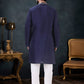 Kurta Pyjama Silk Blue Patch Border Mens