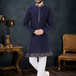 Kurta Pyjama Silk Blue Patch Border Mens