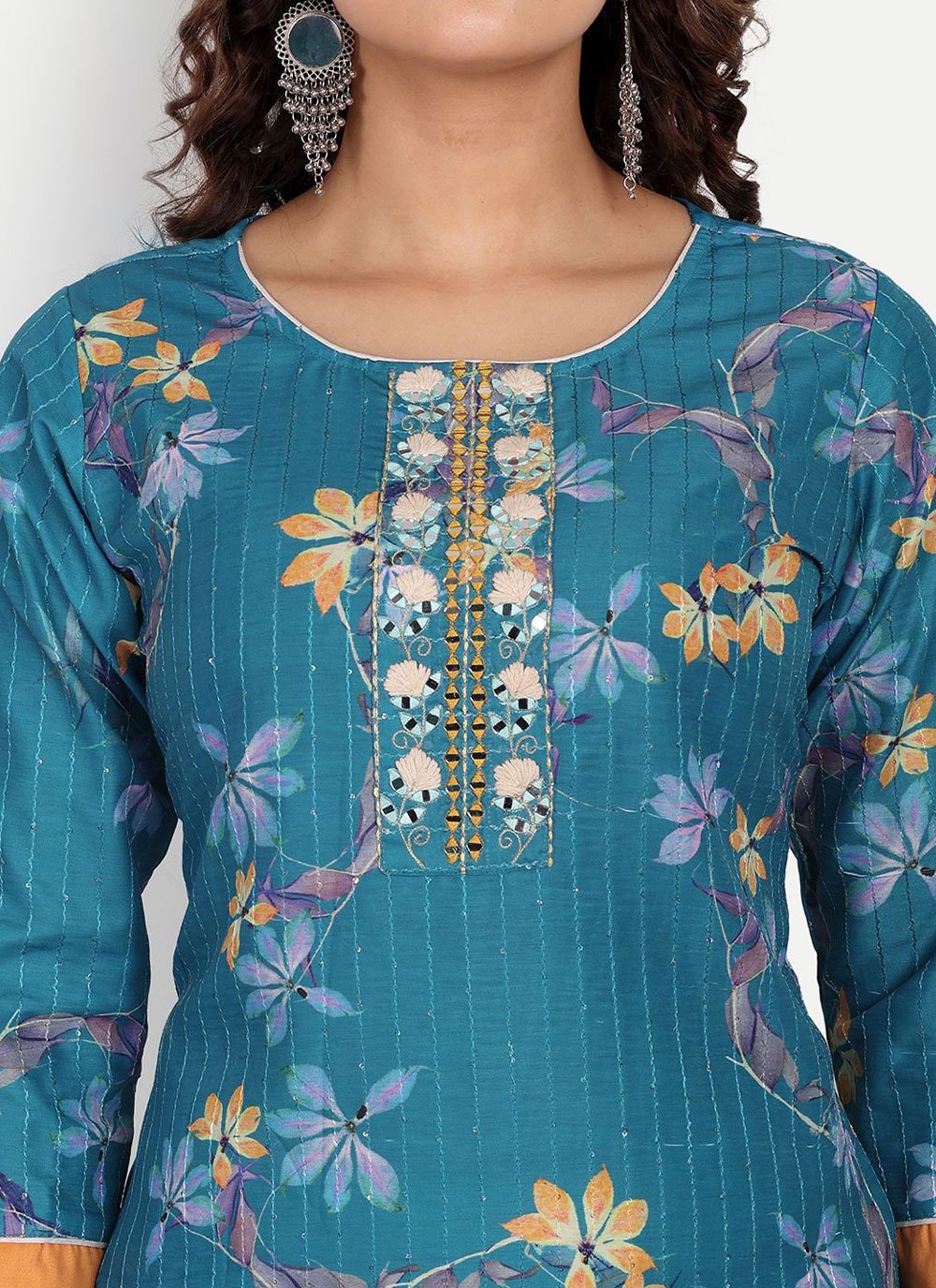 Salwar Suit Muslin Blue Digital Print Salwar Kameez