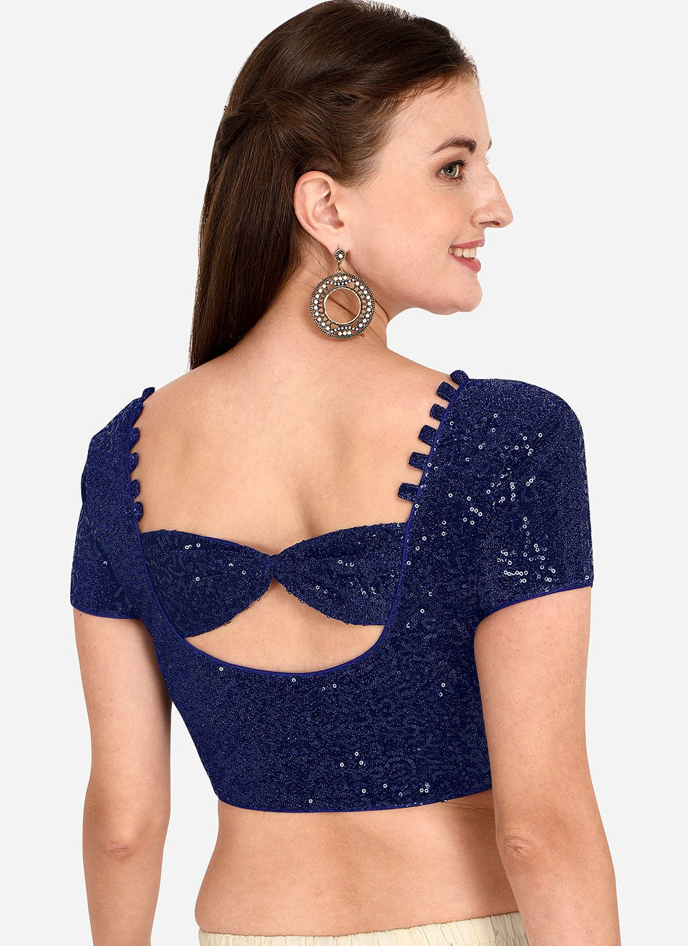 Blouse Net Blue Sequins Blouse