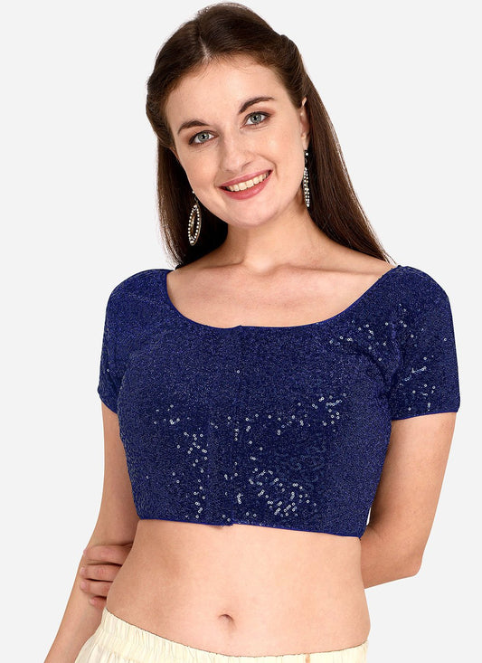 Blouse Net Blue Sequins Blouse