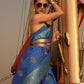 Classic Nylon Satin Blue Weaving Saree