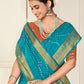 Classic Organza Blue Embroidered Saree