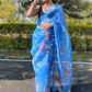Classic Organza Blue Hand Work Saree