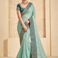 Classic Organza Blue Embroidered Saree