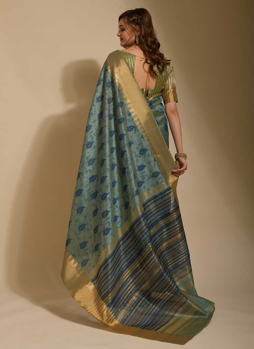 Classic Art Silk Blue Print Saree