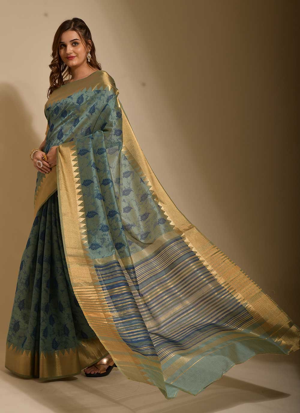 Classic Art Silk Blue Print Saree