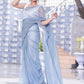 Trendy Saree Net Blue Fancy Work Saree