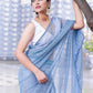 Trendy Saree Net Blue Fancy Work Saree