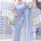 Trendy Saree Net Blue Fancy Work Saree