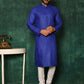 Kurta Pyjama Cotton Blue Plain Mens