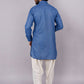 Kurta Pyjama Cotton Blue Plain Mens