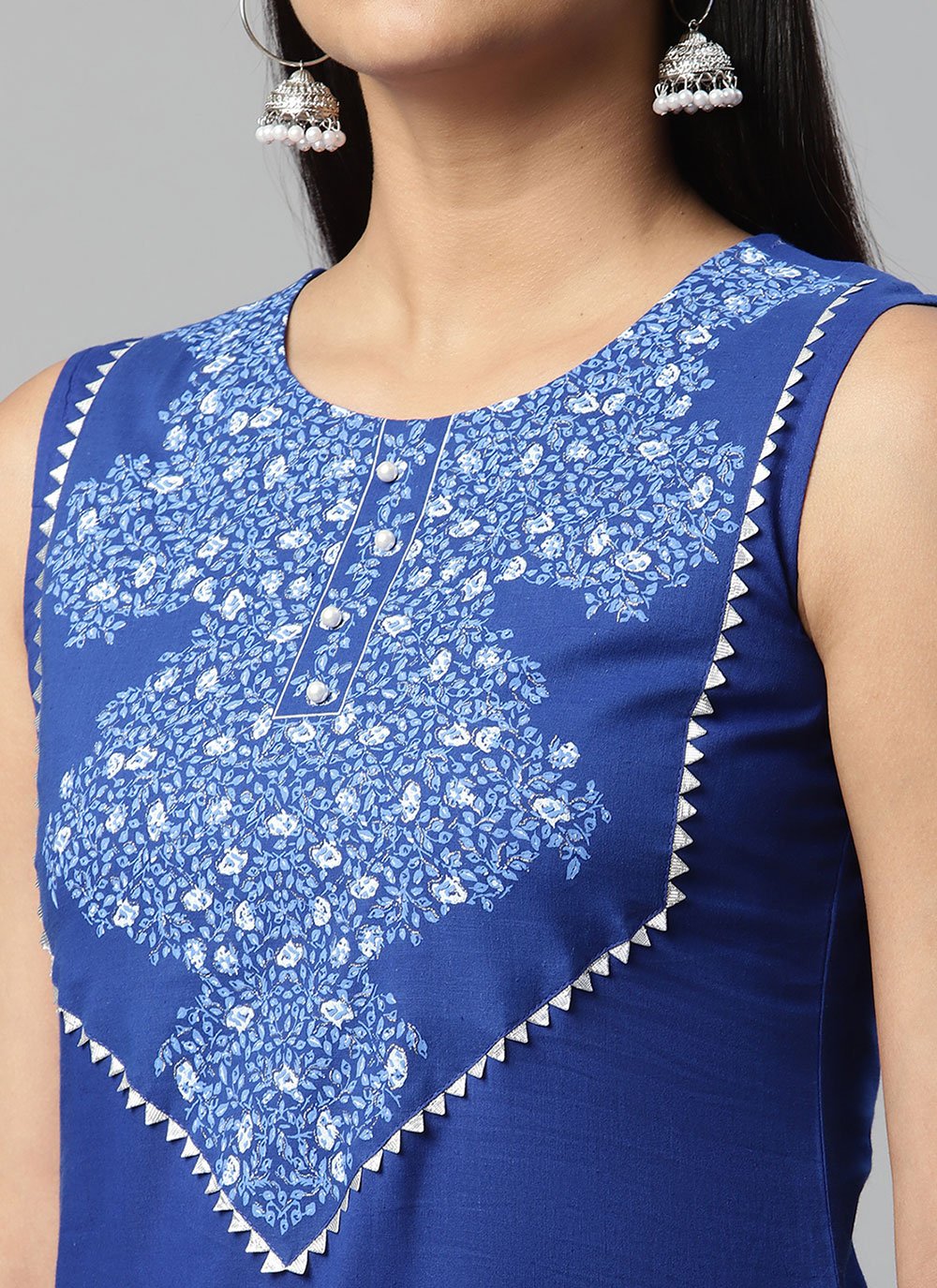 Casual Kurti Cotton Blue Print Kurtis