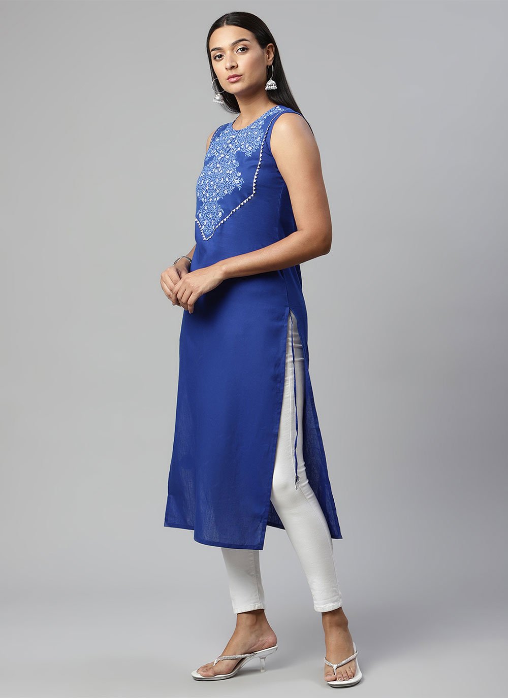 Casual Kurti Cotton Blue Print Kurtis