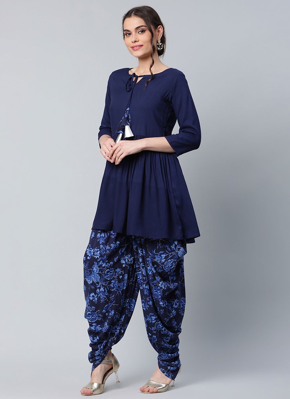 Designer Kurti Rayon Blue Print Kurtis