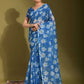 Contemporary Linen Blue Print Saree