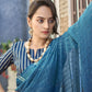 Contemporary Georgette Viscose Blue Patch Border Saree