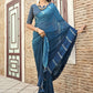 Contemporary Georgette Viscose Blue Patch Border Saree