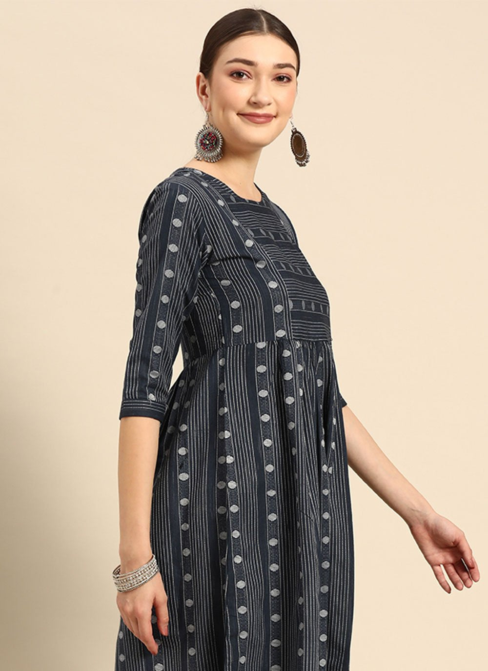 Casual Kurti Cotton Blue Print Kurtis