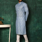 Kurta Pyjama Cotton Blue Print Mens
