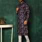 Kurta Pyjama Cotton Blue Print Mens