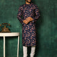 Kurta Pyjama Cotton Blue Print Mens