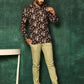 Short Kurta Cotton Blue Print Mens