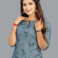 Designer Kurti Faux Crepe Blue Print Kurtis