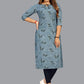 Designer Kurti Faux Crepe Blue Print Kurtis