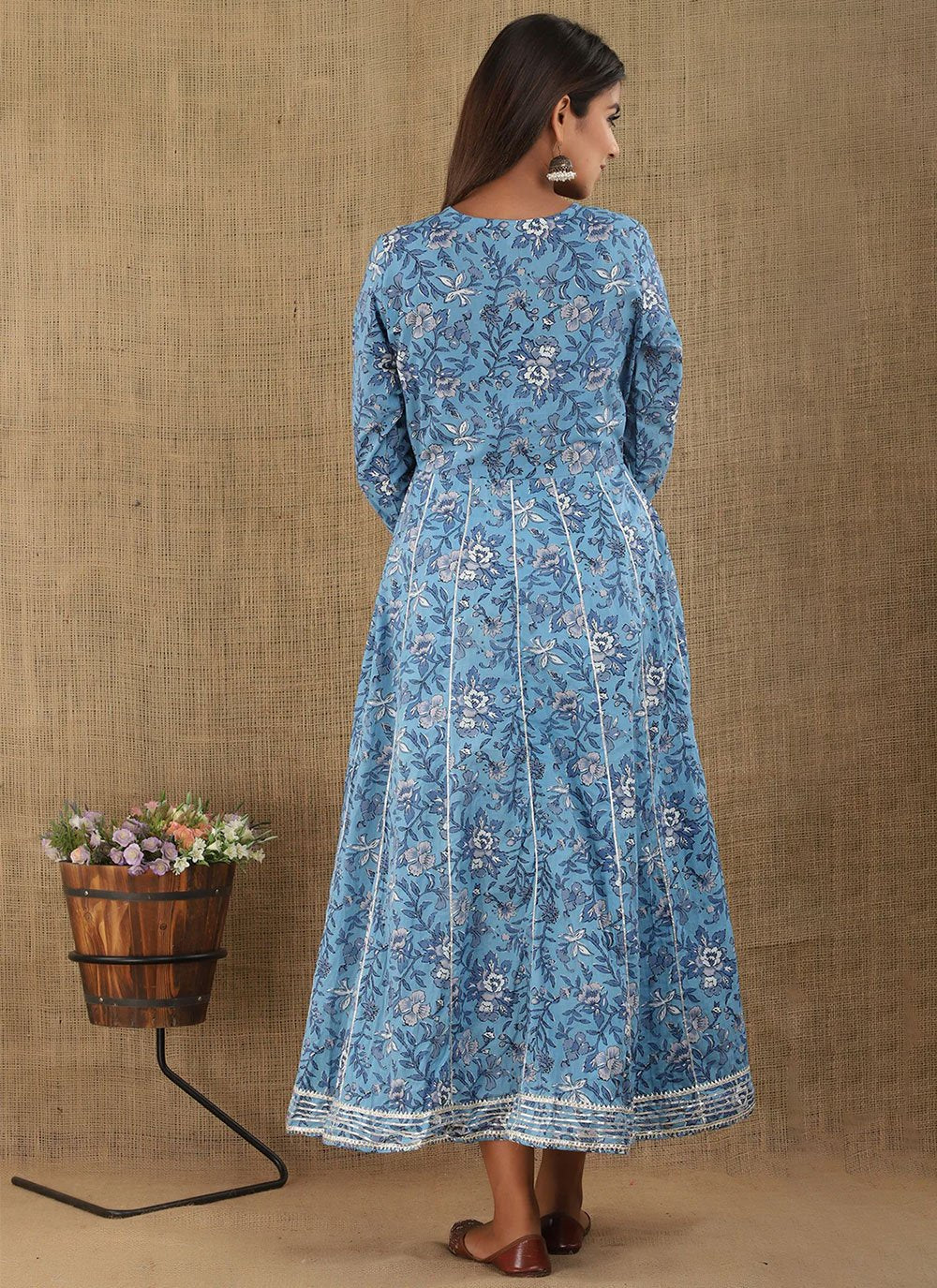 Gown Cotton Blue Print Gown