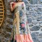Classic Handloom Silk Tussar Silk Blue Print Saree