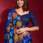 Trendy Saree Silk Blue Foil Print Saree